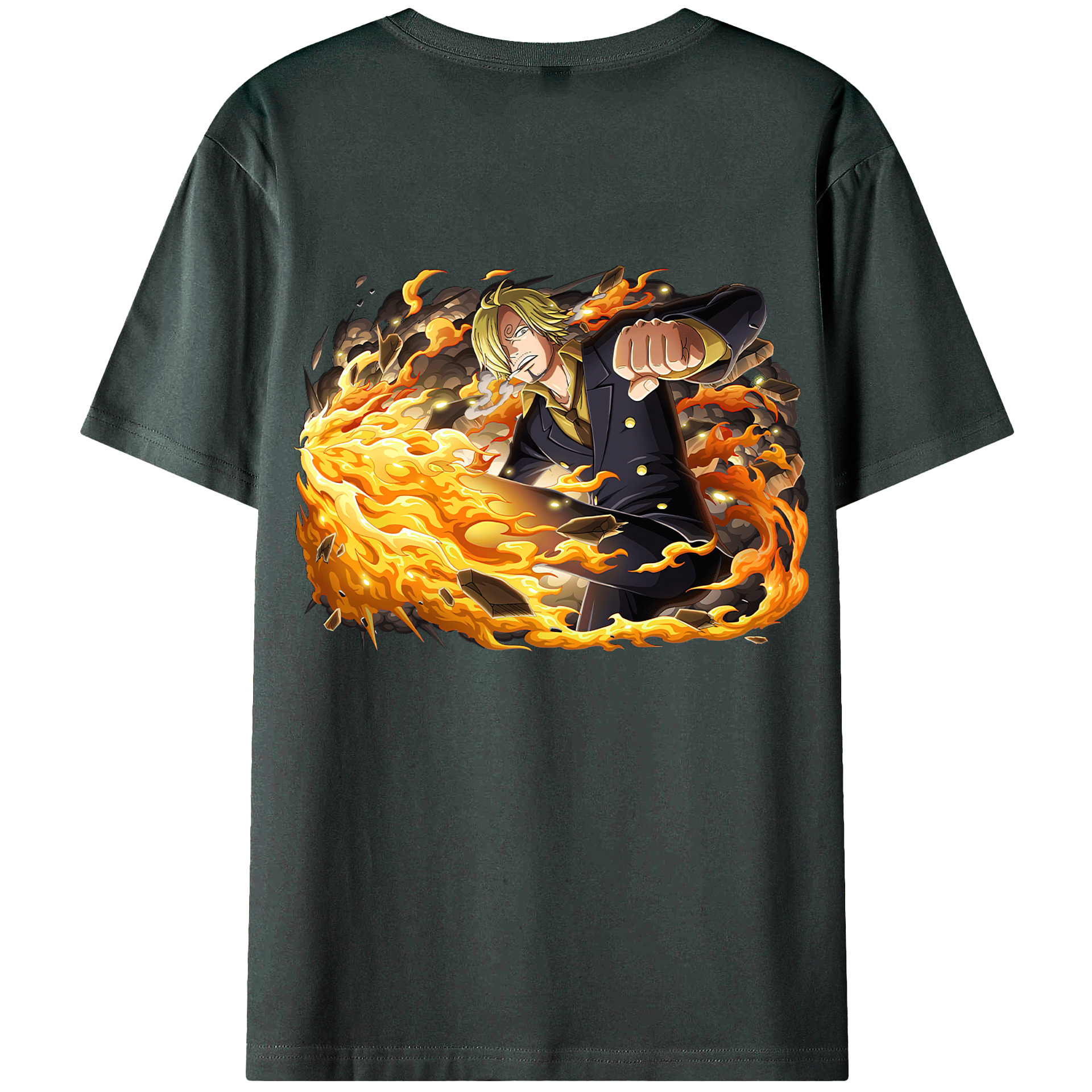 （画像用） ワンピース サンジ ONE PIECE Sanji 綿100％ メンズ半袖Tシャツ（バックプリント） 通気性
